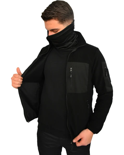 SİYAH TAKTİK POLAR MONT 7 CEP - 2