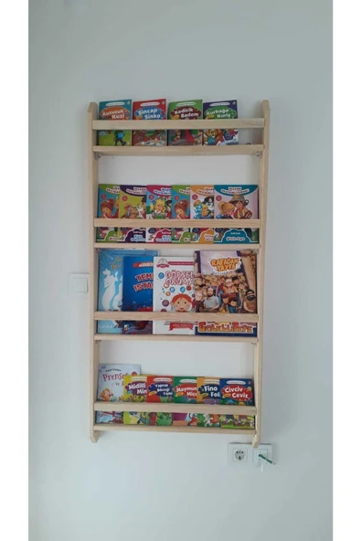 OlcayAksesuar Ahşap Montessori Ahşap Duvar Rafı Dekoratif Raf 120 Cm