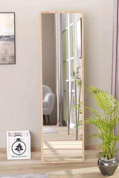 OlcayAksesuar Düz Dikdörtgen Sonomo 120X43 cm Ayaklı Salon Antre Çocuk Odası Banyo WC Yatak Odası Boy Aynası