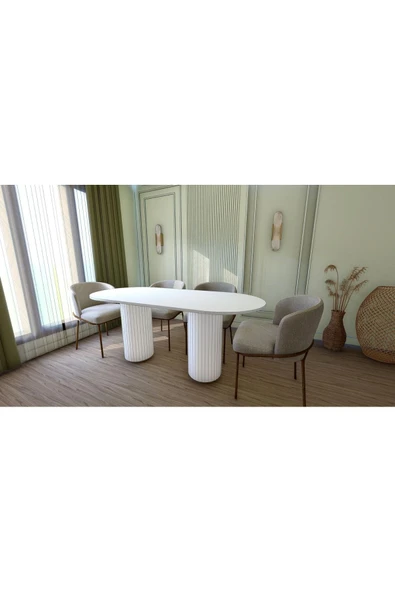 OlcayAksesuar Kubbeli Yemek Masası Mutfak Masası 180x90x75 cm