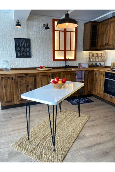 OlcayAksesuar Metal Ayaklı 120x59 cm Beyaz Mutfak Masası Çalışma Masası Bilgisayar Masası - 2