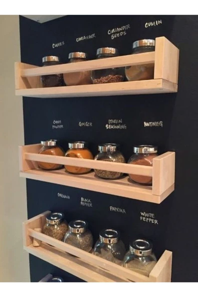 OlcayAksesuar Ahşap Kitaplık 4 Adet Duvar Rafı Banyo Rafı Mutfak Rafı 50 Cm - 3