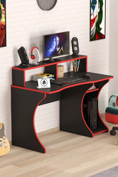 OlcayAksesuar Yarım Ay Model Oyuncu Masası Gamer Masası 120x60 cm