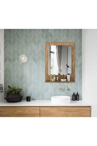 OlcayAksesuar Atlantik Çam Banyo Aynası Lavabo Aynası Dekoratif Ayna 60x45 cm Dikey - 3