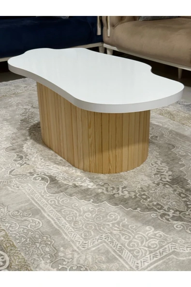 OlcayAksesuar Asimetrik Bulut Model 120x60 cm Kalın Kenarlı Orta Sehpa Modern Ayak - 4