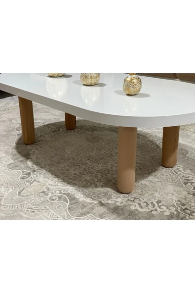OlcayAksesuar Oval Model 120x60 cm Kalın Kenarlı Orta Sehpa Ahşap Ayaklı - 5