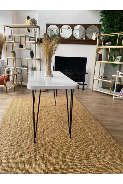 OlcayAksesuar Metal Ayaklı 120x59 cm Beyaz Mutfak Masası Çalışma Masası Bilgisayar Masası - 3