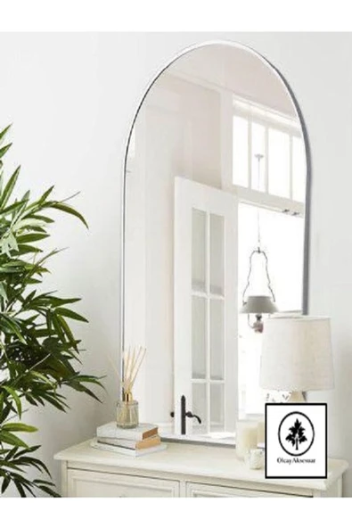OlcayAksesuar Beyaz 69x34 cm Dekoratif Duvar Aynası Oval Kubbeli Ayna - 2