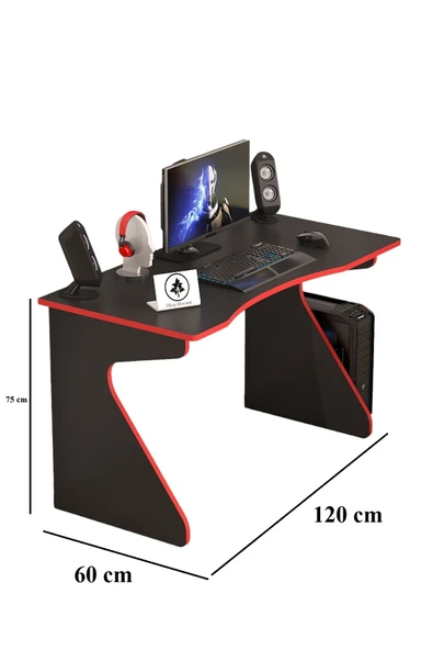 OlcayAksesuar Hilal Model Düz Oyuncu Masası Gamer Masası 120x60 cm - 3