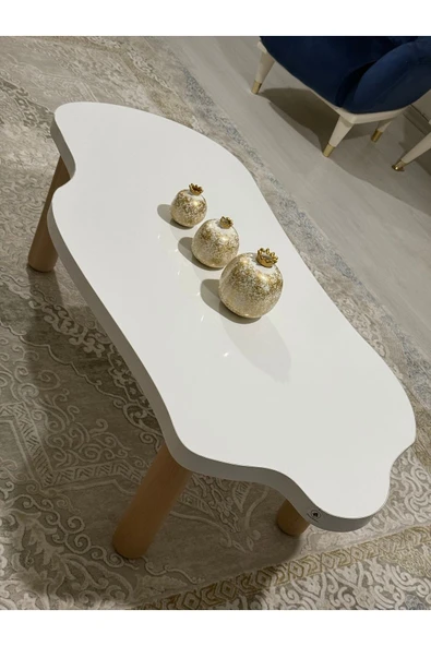 OlcayAksesuar Asimetrik Bulut Model 120x60 cm Kalın Kenarlı Orta Sehpa - 5