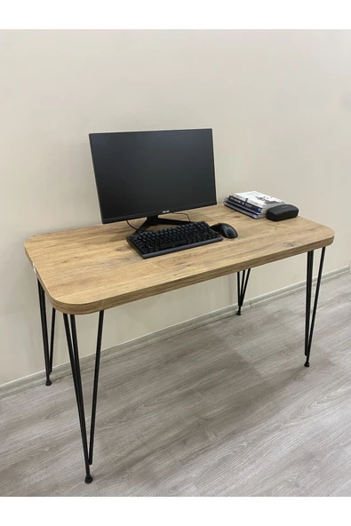 OlcayAksesuar Metal Ayaklı 120x59 cm Atlantik Çam Çalışma Masası Bilgisayar Masası - Resim 2