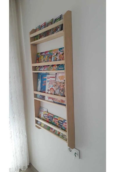 OlcayAksesuar Ahşap Montessori Ahşap Duvar Rafı Dekoratif Raf 120 Cm - Resim 2