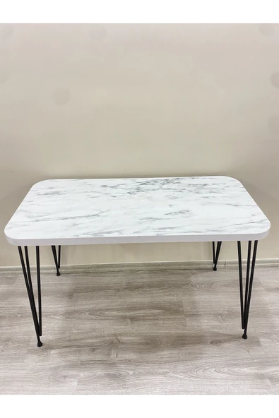 OlcayAksesuar Metal Ayaklı 120x59 cm Mermer Desenli Çalışma Masası Bilgisayar Masası - 4