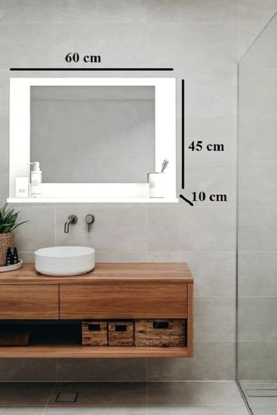 OlcayAksesuar Beyaz Banyo Aynası Lavabo Aynası Dekoratif Ayna 60x45 cm Yatay - 4