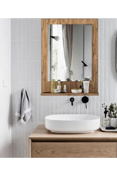 OlcayAksesuar Atlantik Çam Banyo Aynası Lavabo Aynası Dekoratif Ayna 60x45 cm Dikey - 2
