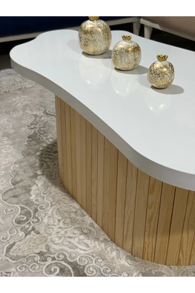 OlcayAksesuar Asimetrik Bulut Model 120x60 cm Kalın Kenarlı Orta Sehpa Modern Ayak - 2