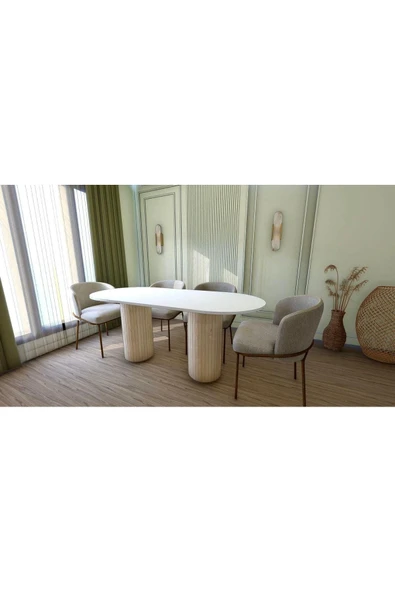 OlcayAksesuar Kubbeli Yemek Masası Mutfak Masası 180x90x75 cm