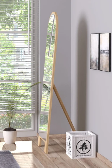 OlcayAksesuar Sonomo 150X43 cm Ayaklı Tek Kubbeli Salon Antre Çocuk Odası Banyo WC Yatak Odası Boy Aynası - 2