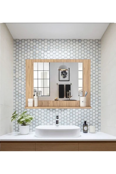 OlcayAksesuar Sonomo Banyo Aynası Lavabo Aynası Dekoratif Ayna 60x45 cm Yatay