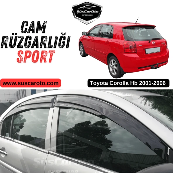 Toyota Corolla Hb 2001-2006 Uyumlu Mugen Cam Rüzgarlığı Seti Piano Black 4'lü İthal Parlak Siyah