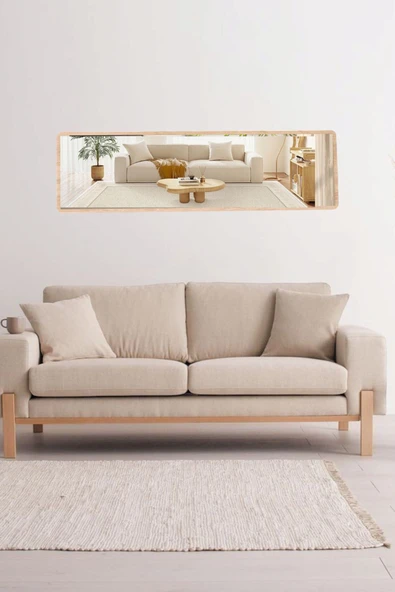 OlcayAksesuar Yatay 120X43 cm Hol Konsol Dresuar  Antre Koridor Aynası Salon Banyo WC Aynası