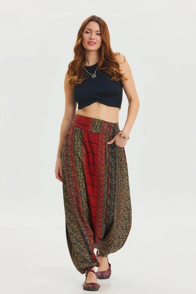 Cep Detaylı Pacası Bağcıklı Etnik Pantolon - 3