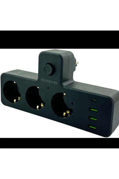 Akım Korumalı 3 X USB 1 X Type-C Girişli 3'lü Priz Uzatma Kablosu - 3
