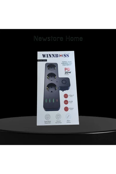 Akım Korumalı 3 X USB 1 X Type-C Girişli 3'lü Priz Uzatma Kablosu - 2