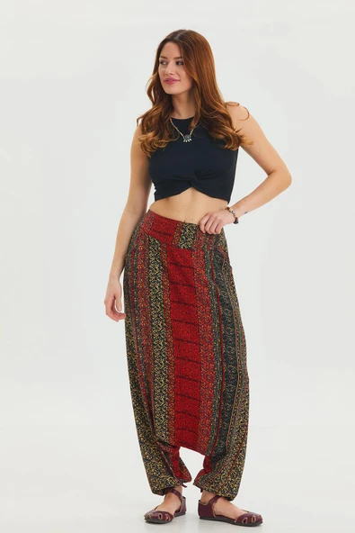 Cep Detaylı Pacası Bağcıklı Etnik Pantolon