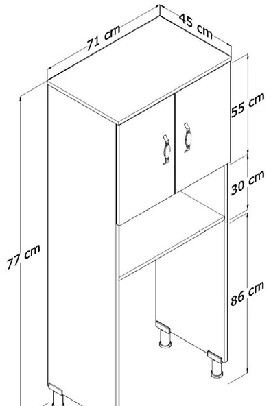 ARS TAŞ Mdf Çamaşır Makinası Dolabı | Suya Dayanıklı - 3
