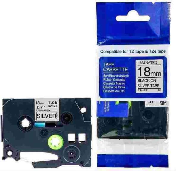 Tonersepeti Brother TZe-941 Gümüş Üzerine Siyah Muadil Etiket 18mm - Resim 2