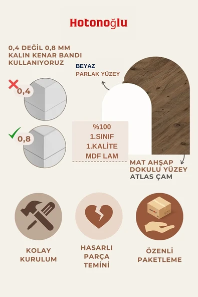 ARS TAŞ Çamaşır Makinası Alt dolabı MDF ÇAM DESEN - 4