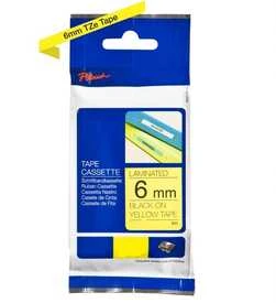 Tonersepeti Brother TZe-611 6mm Sarı üzerine Siyah Laminasyonlu Muadil Etiket - Resim 2