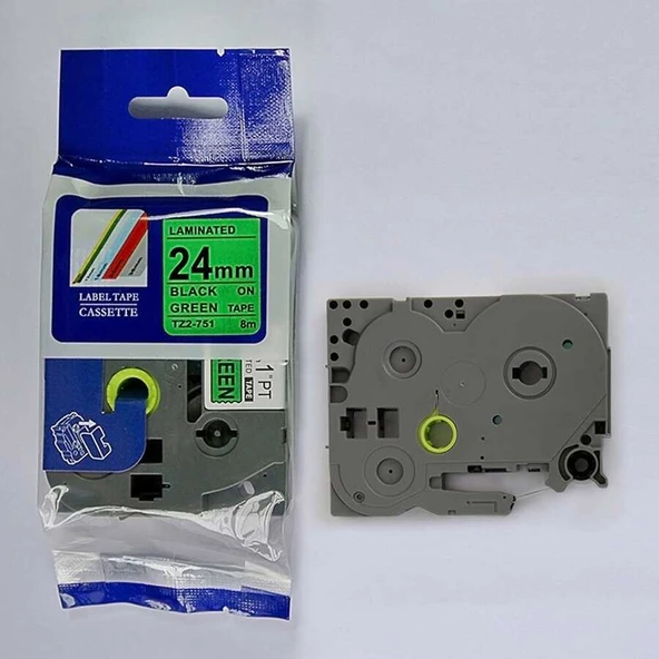 Tonersepeti Brother TZe-751 Yeşil Üzerine Siyah Muadil Etiket Şeridi ürün görseli 1