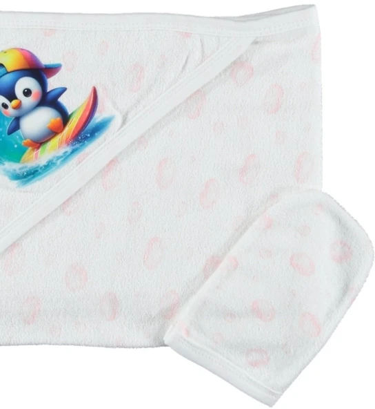 PAMUKLU BEBEK ÇOCUK ŞIK BANYO HAVLU DAMLA DESENLİ HEDİYELİK YUMUŞAK HAVLU 1/24 AY - 5