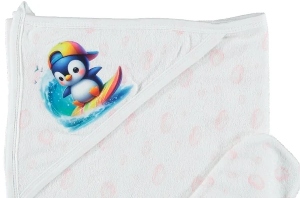PAMUKLU BEBEK ÇOCUK ŞIK BANYO HAVLU DAMLA DESENLİ HEDİYELİK YUMUŞAK HAVLU 1/24 AY - 4