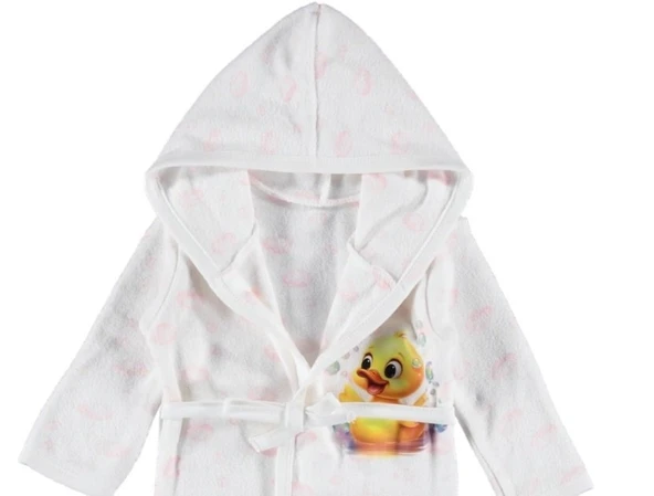 PAMUKLU KALİTELİ BEBEK ÇOCUK BORNOZ DAMLA BASKILI HAVLU BORNOZ 12/36 AY - 7