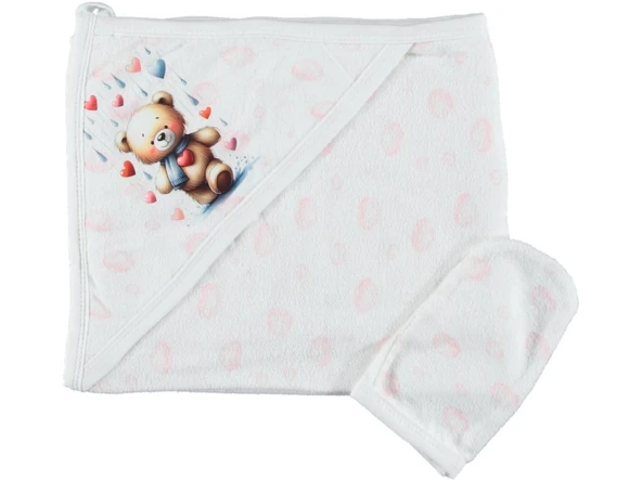 PAMUKLU BEBEK ÇOCUK BANYO HAVLU Damla Desenli Havlu Ayıcıklı 1/24 AY - 9