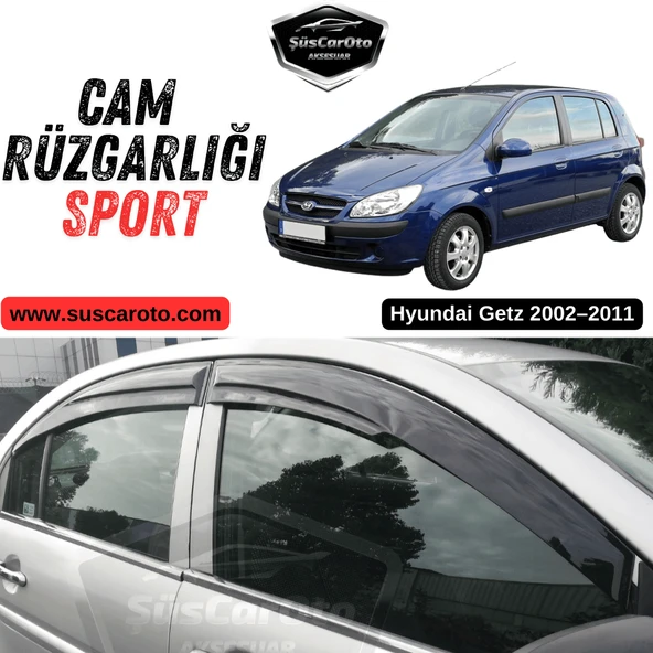 Hyundai Getz 2002–2011 Uyumlu Mugen Cam Rüzgarlığı Seti Piano Black 4'lü İthal Parlak Siyah