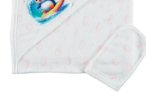 PAMUKLU BEBEK ÇOCUK ŞIK BANYO HAVLU DAMLA DESENLİ HEDİYELİK YUMUŞAK HAVLU 1/24 AY - 2