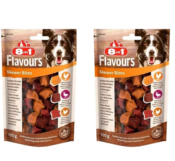 8in1 Flavours Skewer Bites Tavuk ve Ördek Göğsü Köpek Ödülü 100 Gr.x 2 Adet - 4