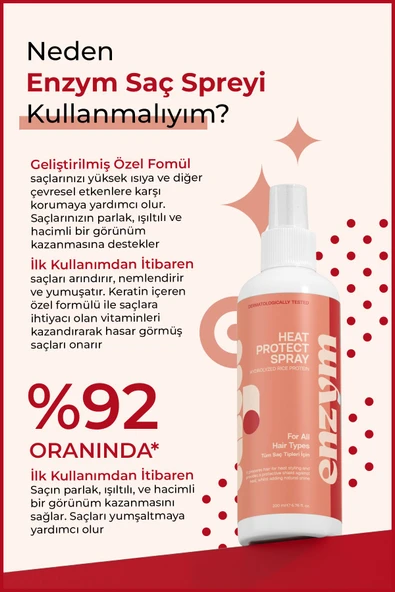 Isı ve güneş koruyucu etkili saç spreyi 200 ml (keratin + hidrolize pirinç proteini) - Resim 2