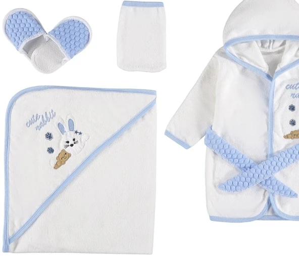 Pamuklu Lüx Bebek Bornoz Takımı Hediyelik Bornoz Seti Çocuk Banyo Seti - 6