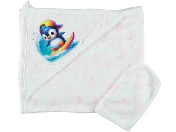 PAMUKLU BEBEK ÇOCUK ŞIK BANYO HAVLU DAMLA DESENLİ HEDİYELİK YUMUŞAK HAVLU 1/24 AY - 6