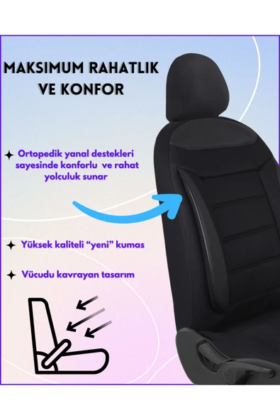 Z&C MAXTECH Audi A Serisi Araçlara Uyumlu Tam Takım Özel Tasarım Oto Koltuk Kılıfı Seti AFS123 - Resim 3