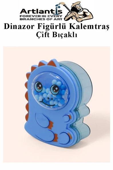 Dinazor Kalemtraş 4 Renk 1 Paket Hazneli Jumbo Kalemtıraş Dinazorlu Standart Kalem Açacağı Sevimli Plastik - 4