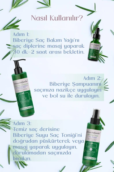 Biberiye Saç Bakım Seti Pür - Biberiye Şampuan 150 ml + Biberiye Suyu Saç Toniği 11 Ekstraktlı 150 m - 5