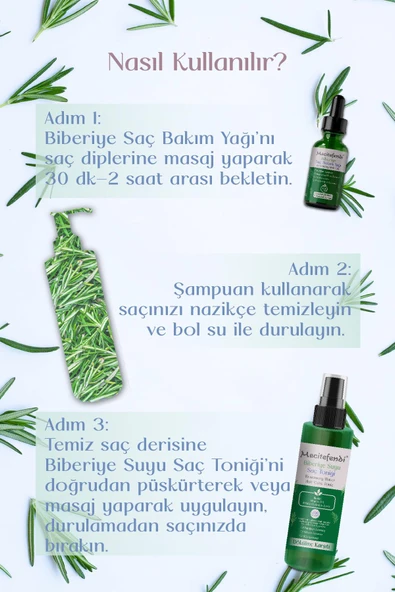 Biberiye Saç Bakım Seti Bukle - Biberiye Suyu Saç Toniği  11 Ekstraktlı (150 ml x 2 Adet) + Biberiye - 5