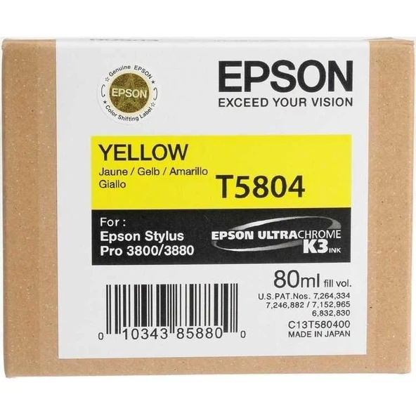 Tonersepeti Epson T5804 C13T580400  Sarı Kartuş