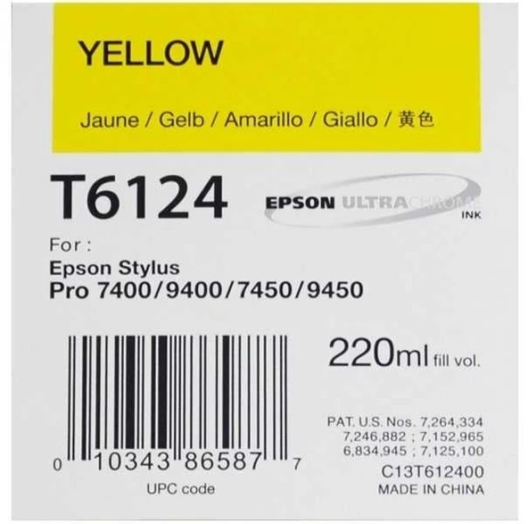Tonersepeti Epson T6124 C13T612400  Sarı Kartuş ürün görseli